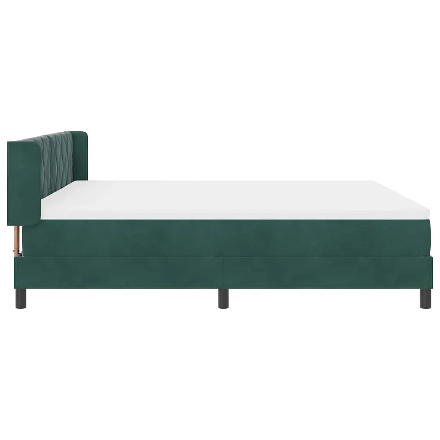Lit à ressorts avec tête de lit Vert foncé 200 x 180 cm Velours - 7