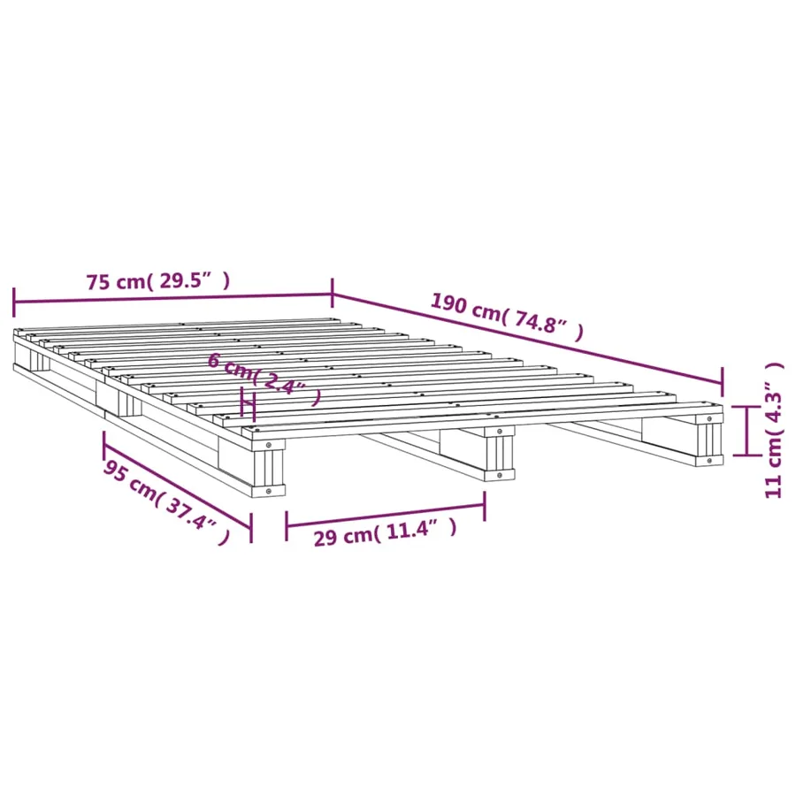 Lit de palette sans matelas blanc bois massif - 8
