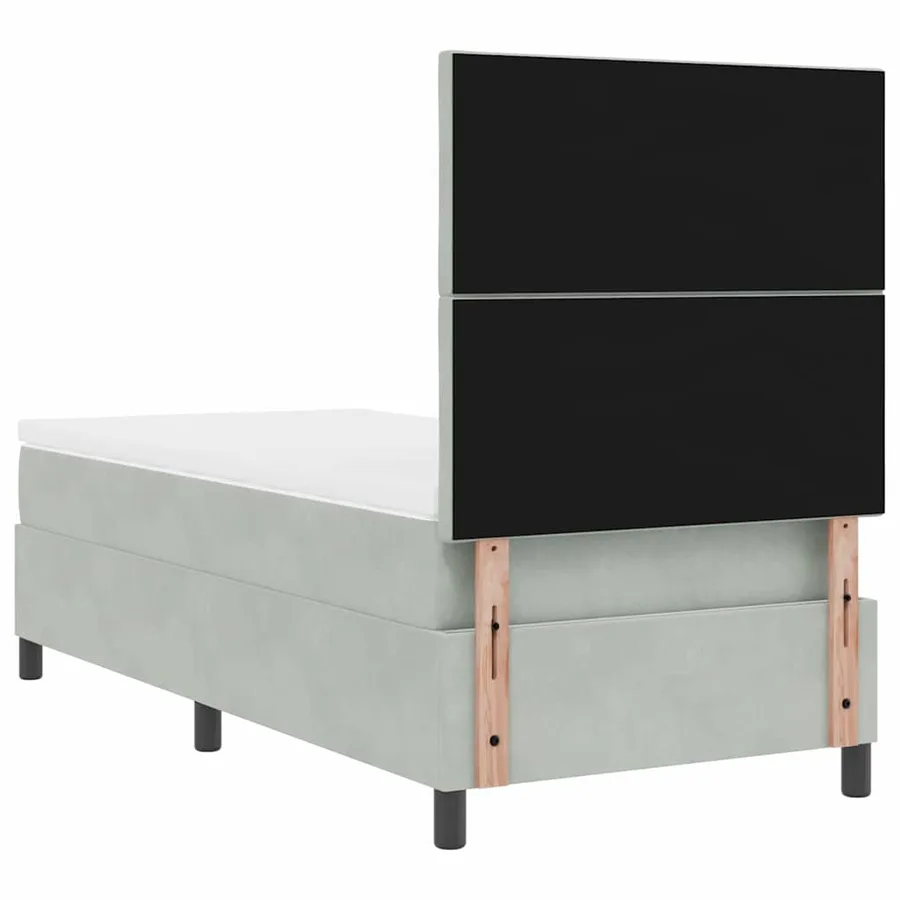 Lit à ressort LED Gris clair 90 x 190 cm Velours - 10