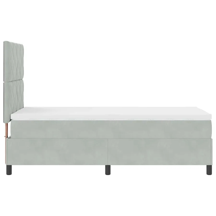 Lit à ressort LED Gris clair 90 x 190 cm Velours - 9