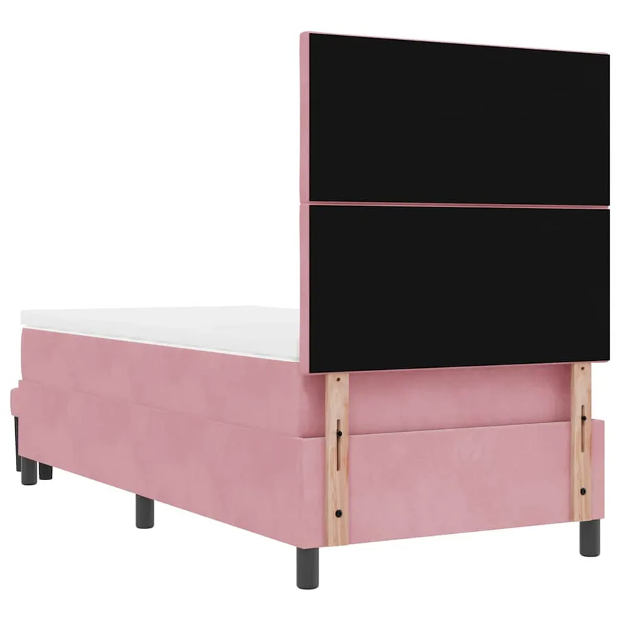 Lit à ressorts avec tête de lit Rose 200 x 90 cm Velours - 8