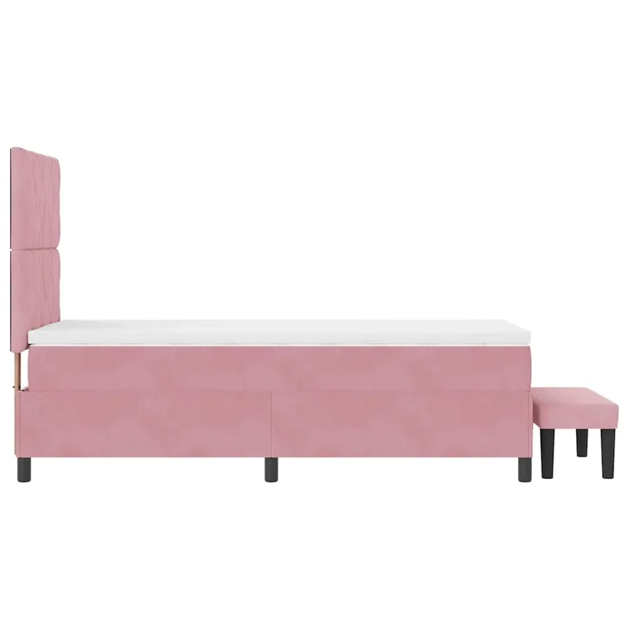 Lit à ressorts avec tête de lit Rose 200 x 90 cm Velours - 9