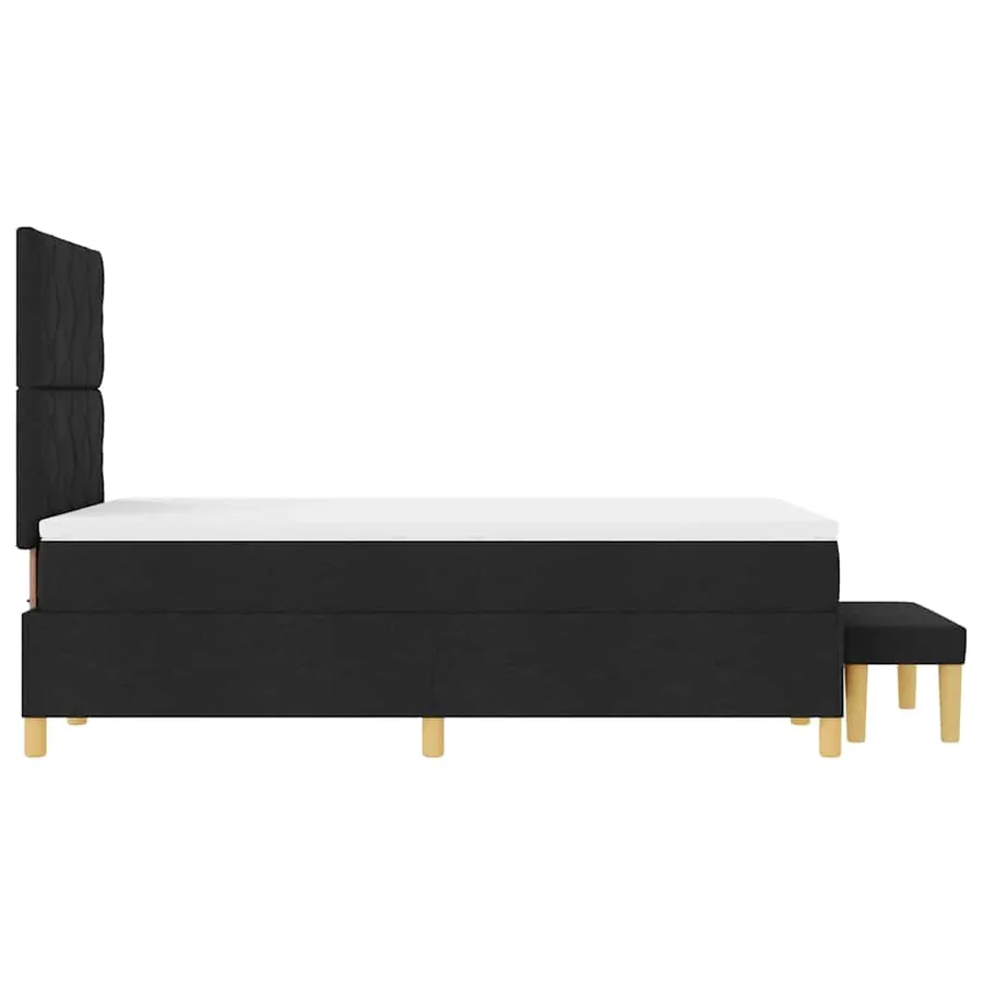 Lit à ressorts avec tête de lit Noir 190 x 120 cm tissu - 9