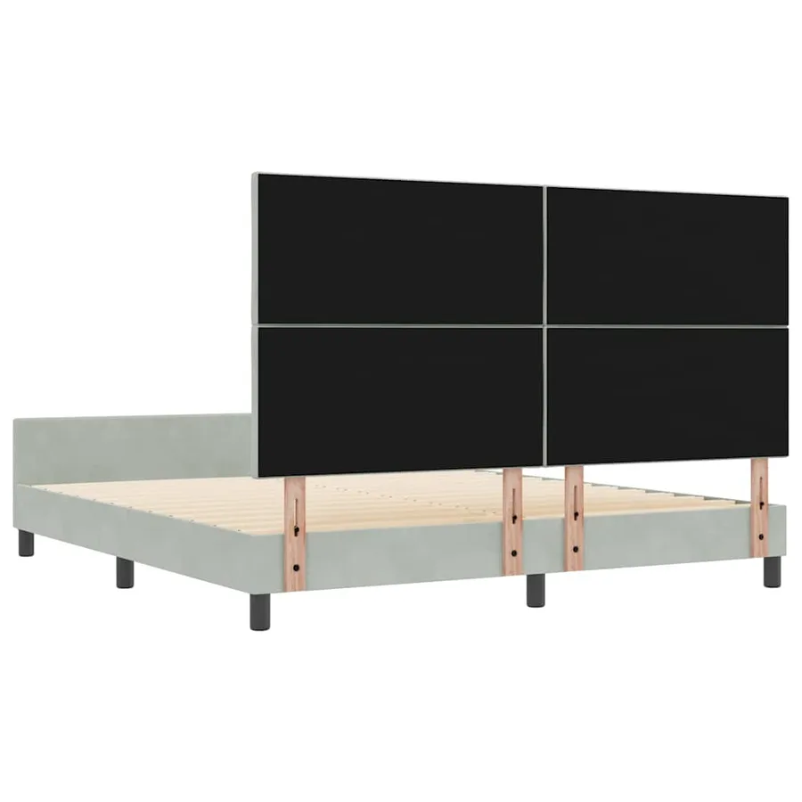 Lit à ressorts avec tête de lit Gris clair 180 x 200 cm Velours - 9