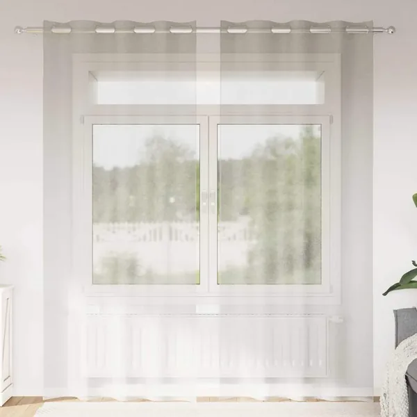 Rideau en Voile 2 pcs Crème 245 x 140 cm Polyester
