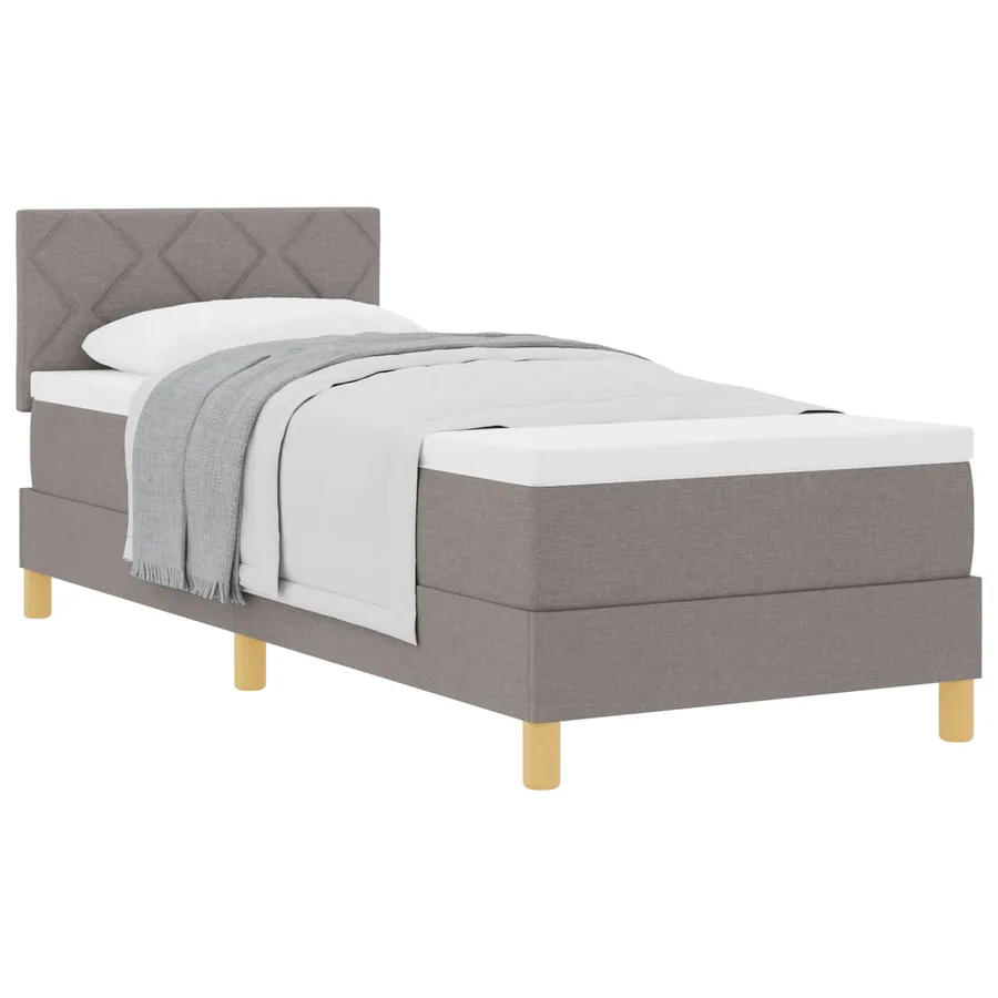 Lit à ressorts avec coussin Taupe 80 x 200 cm tissu - 2
