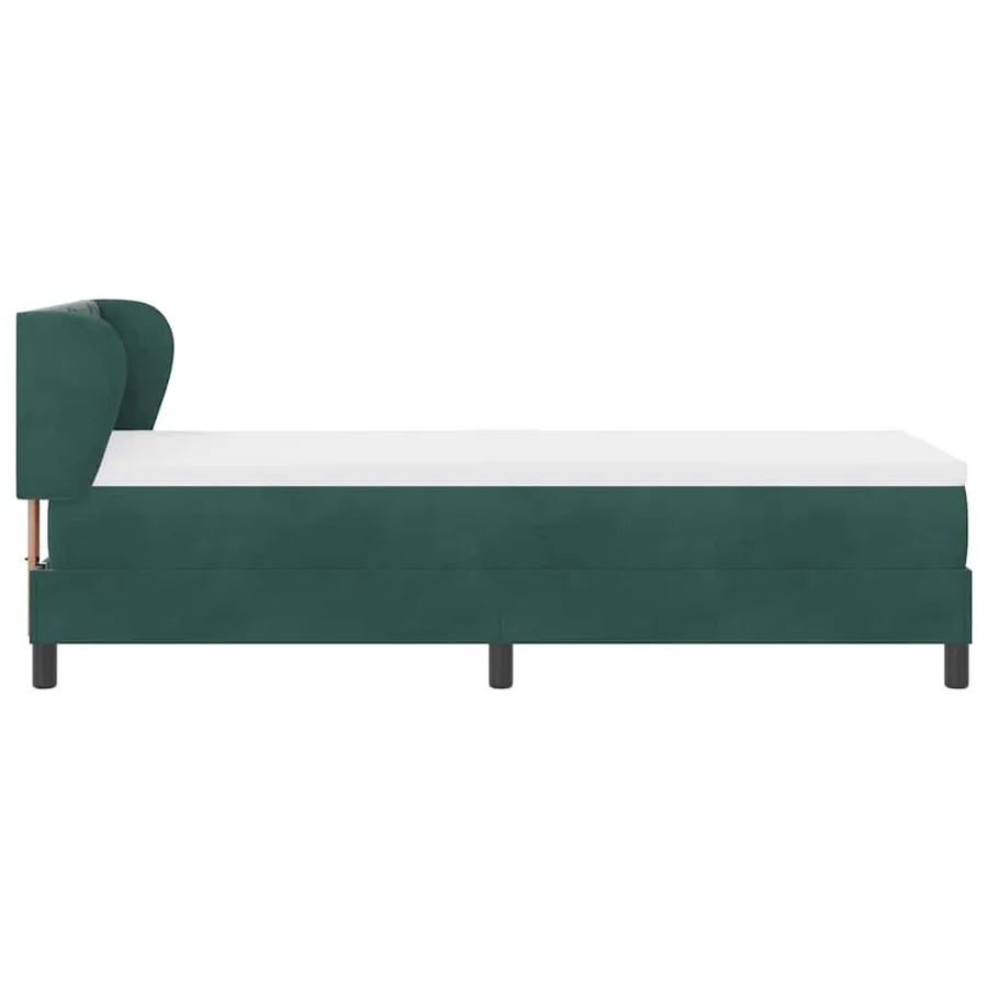 Lit à ressorts avec tête de lit Vert foncé 80 x 200 cm Velours - 7
