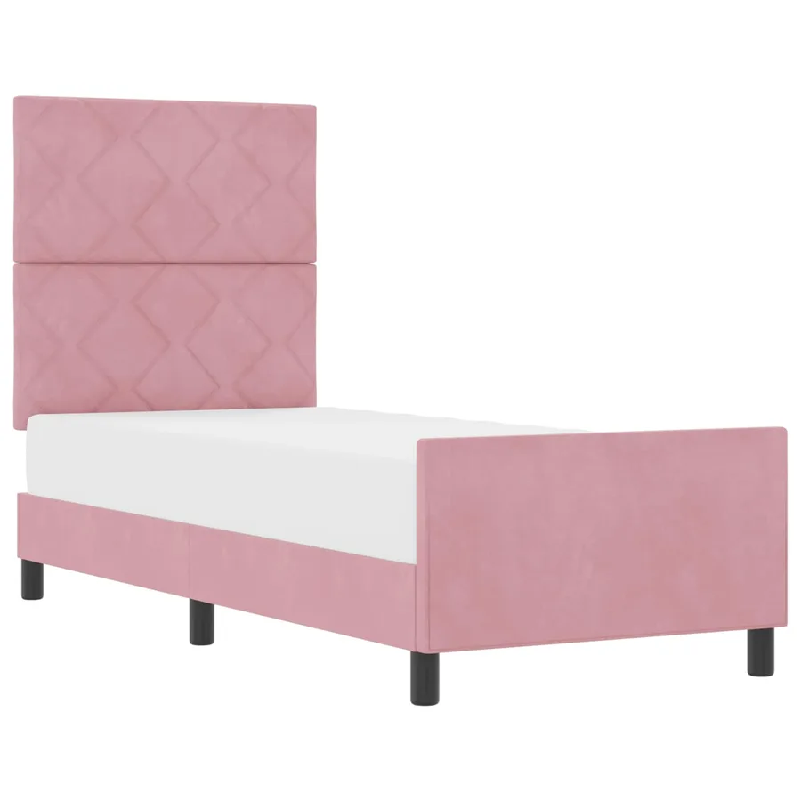 Lit à ressorts avec tête de lit Rose 80 x 200 cm Velours - 2