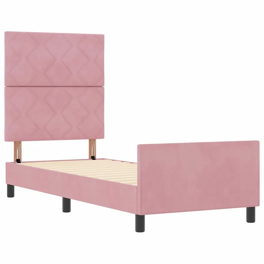 Lit à ressorts avec tête de lit Rose 80 x 200 cm Velours - 5