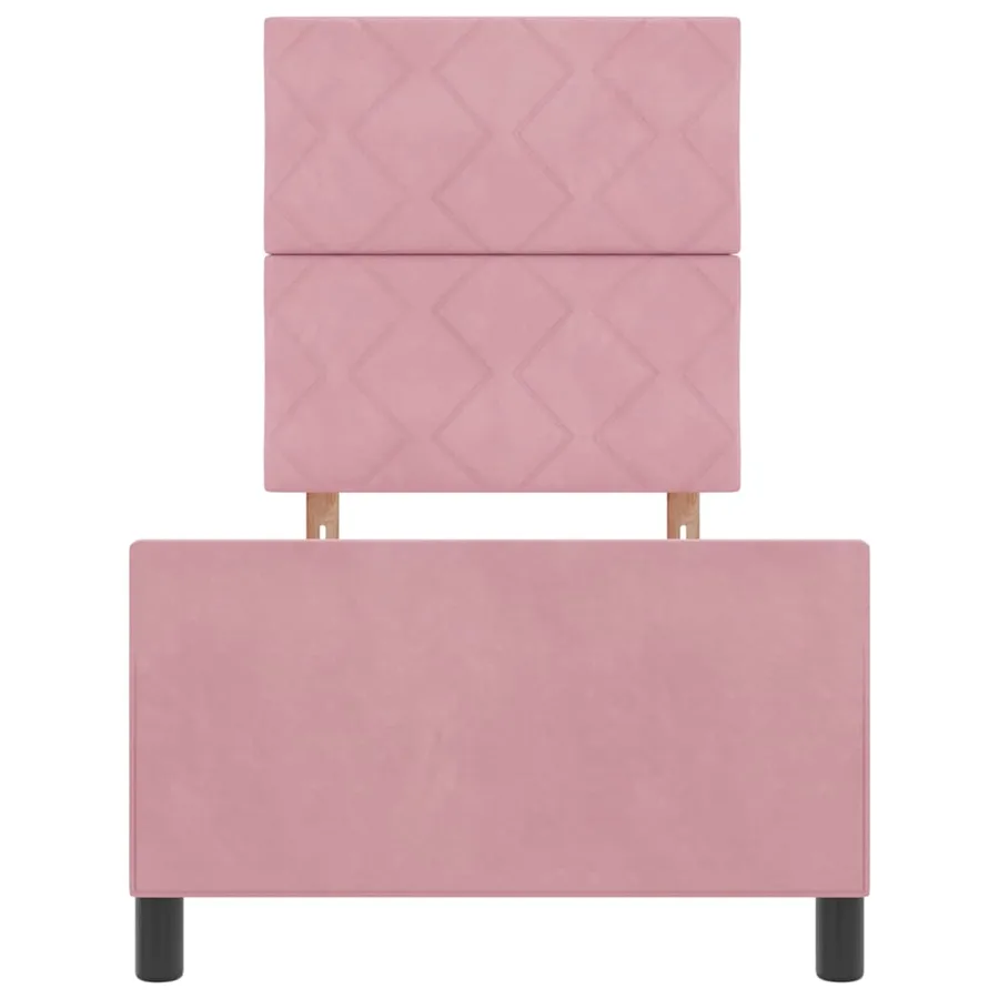 Lit à ressorts avec tête de lit Rose 80 x 200 cm Velours - 7