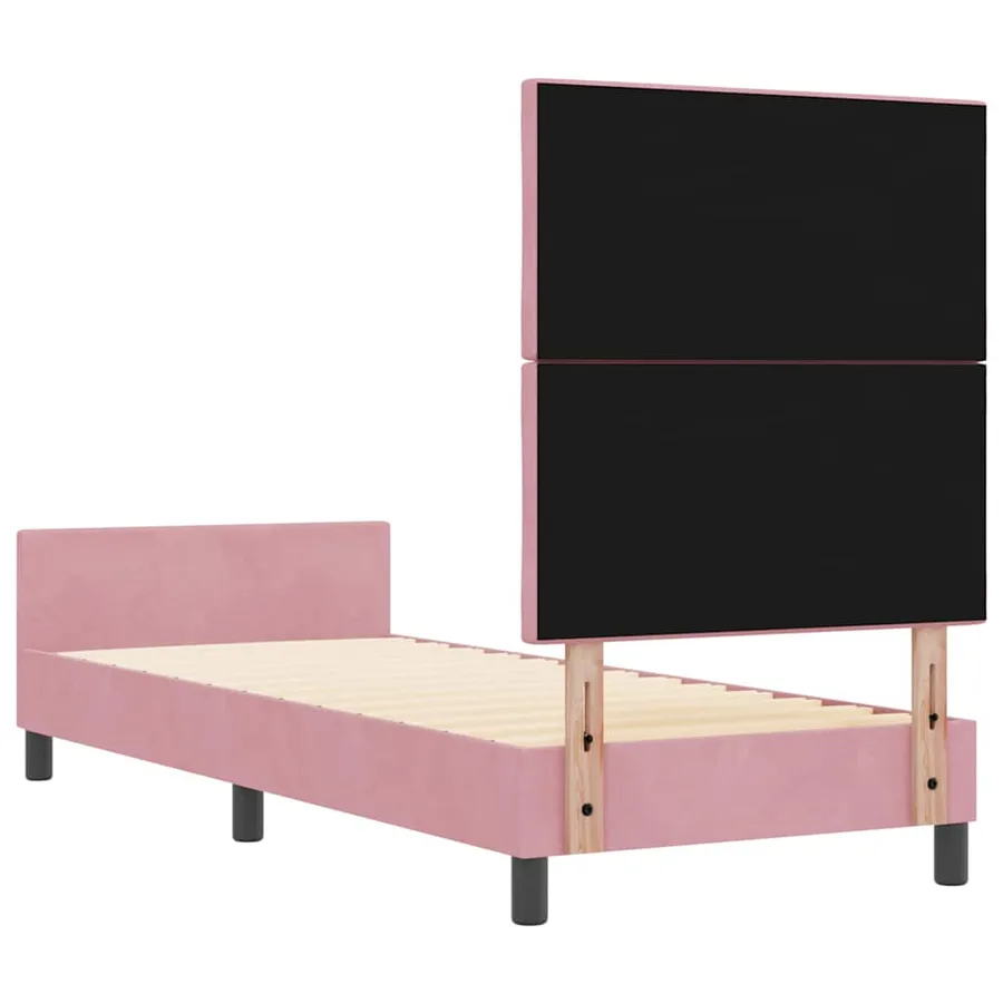 Lit à ressorts avec tête de lit Rose 80 x 200 cm Velours - 9