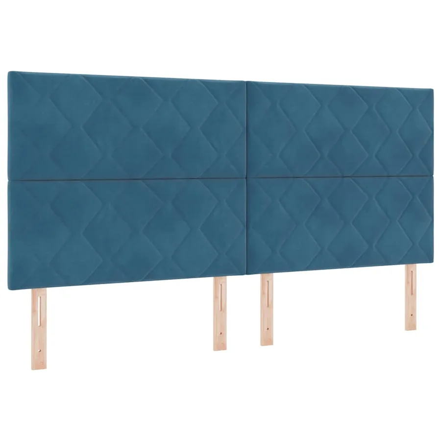 Lit à ressorts avec tête de lit Bleu 200 x 200 cm Velours - 6