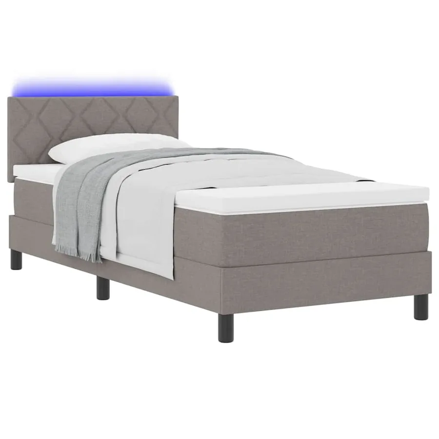 Lit à ressorts avec coussin Taupe 90 x 200 cm tissu - 3
