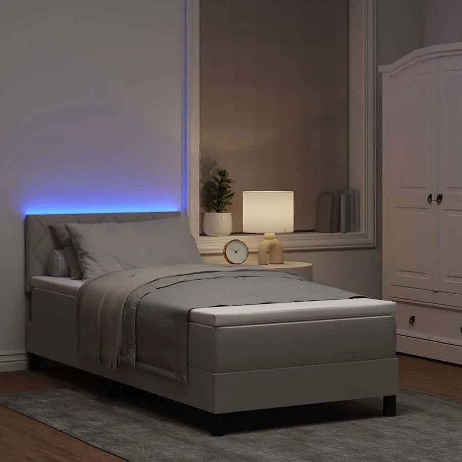 Lit à ressorts avec coussin Taupe 90 x 200 cm tissu - 5
