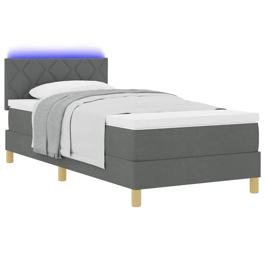 Lit à ressort LED avec bandes LED Gris foncé 90 x 200 cm tissu - 3