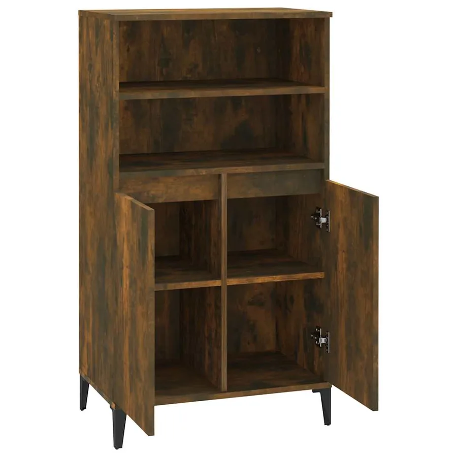Buffet haut Chêne fumé 60x36x110 cm Bois d'ingénierie - 4