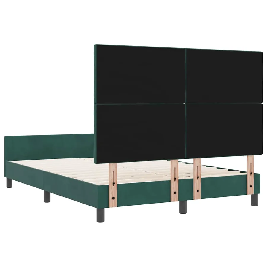 Lit à ressorts avec tête de lit Vert foncé 140 x 200 cm Velours - 9