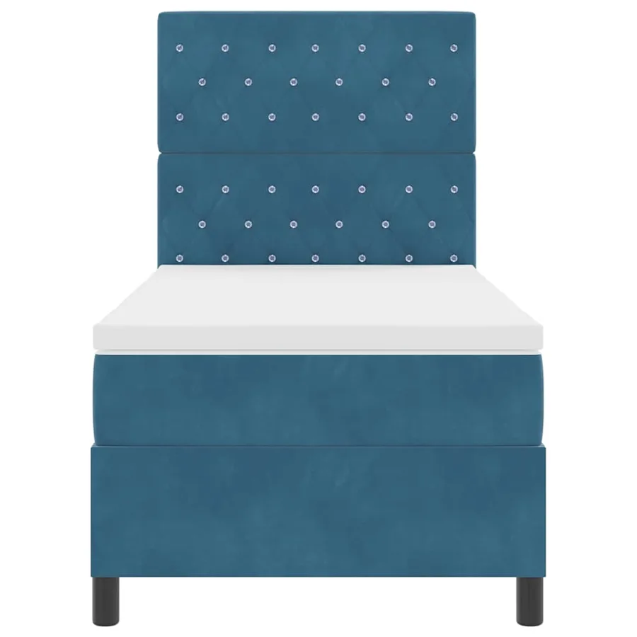 Lit à ressorts avec matelas Bleu foncé 90 x 200 cm Velours - 7