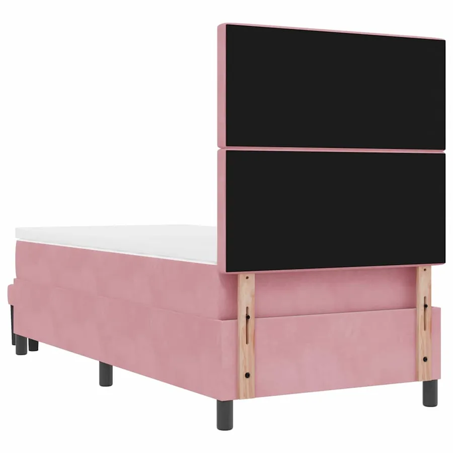 Lit à ressorts avec tête de lit Rose 190 x 90 cm Velours - 8