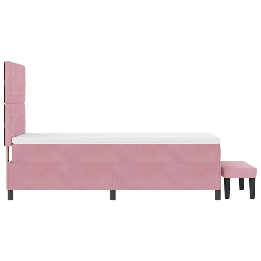 Lit à ressorts avec tête de lit Rose 190 x 90 cm Velours - 9