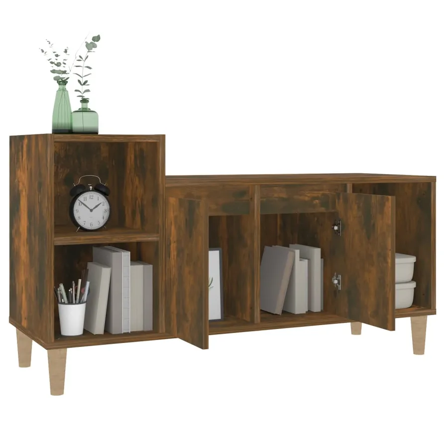 Meuble TV Chêne fumé 100x35x55 cm Bois d'ingénierie - 4