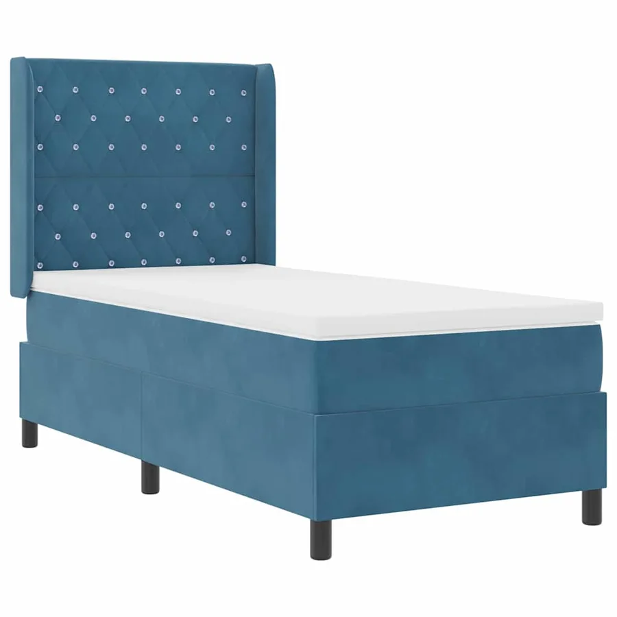 Lit à ressorts avec matelas avec LED Bleu 90 x 200 cm Velours - 2