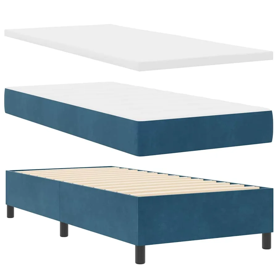 Lit à ressorts avec matelas avec LED Bleu 90 x 200 cm Velours - 6