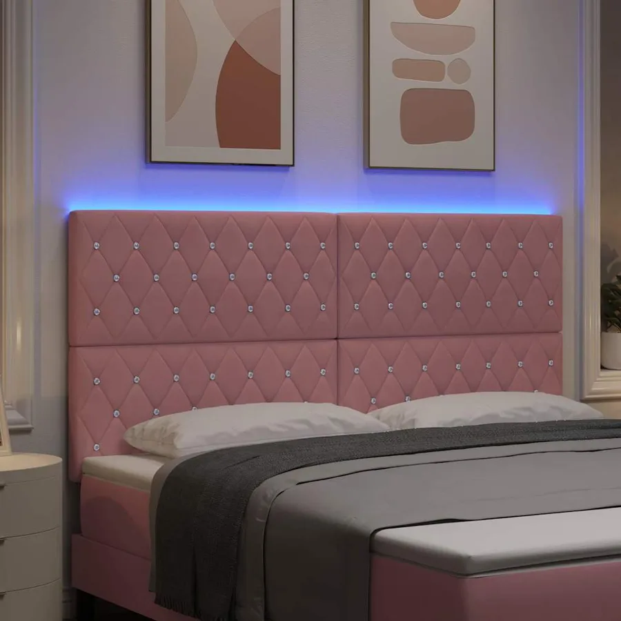 Tête de lit LED avec bandes LED Rose 180 cm Velours - 4