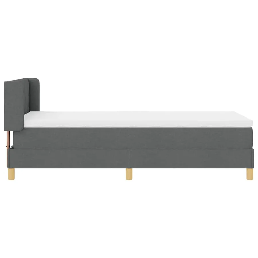 Lit à ressorts avec tête de lit Gris foncé 190 x 90 cm tissu - 7
