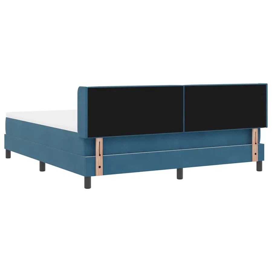 Lit à ressorts avec tête de lit Bleu foncé 200 x 180 cm Velours - 9