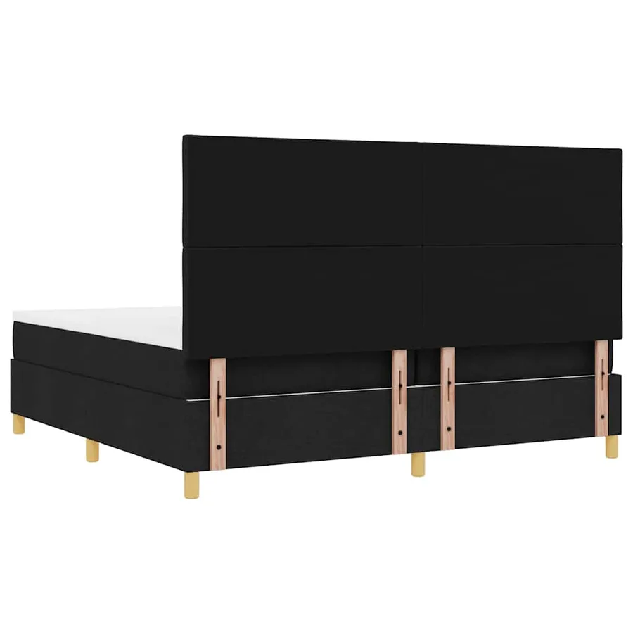 Lit à ressort LED avec tête de lit Noir 200 x 200 cm tissu - 10