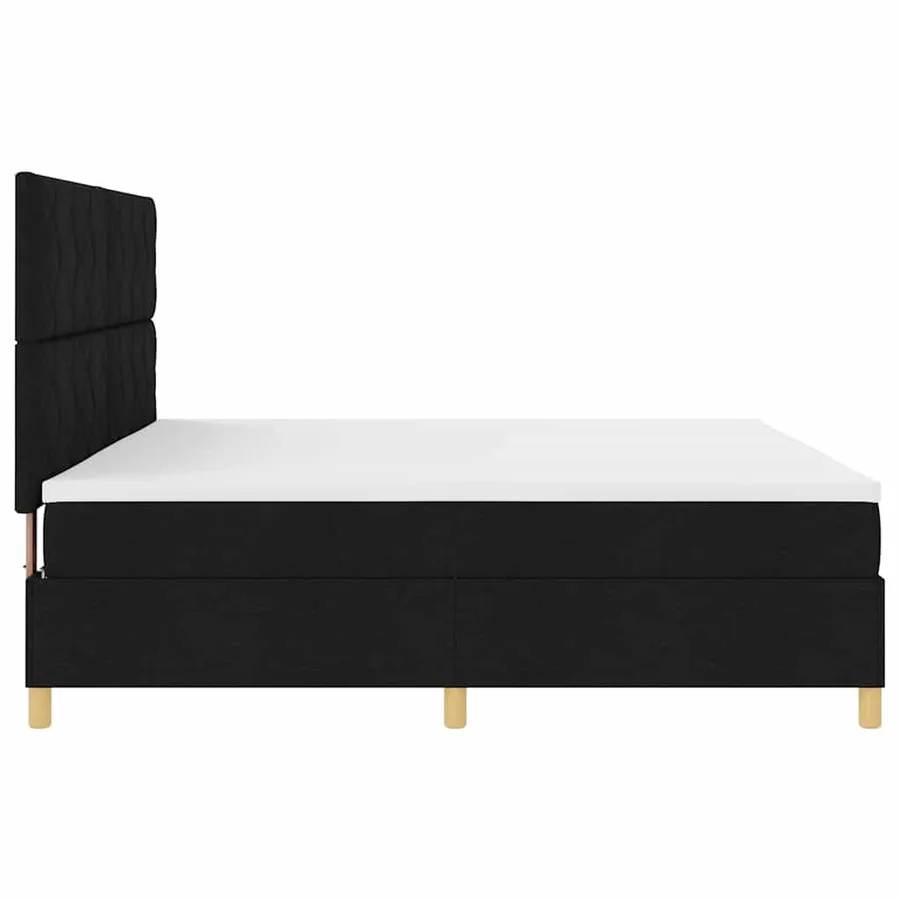 Lit à ressort LED avec tête de lit Noir 200 x 200 cm tissu - 9