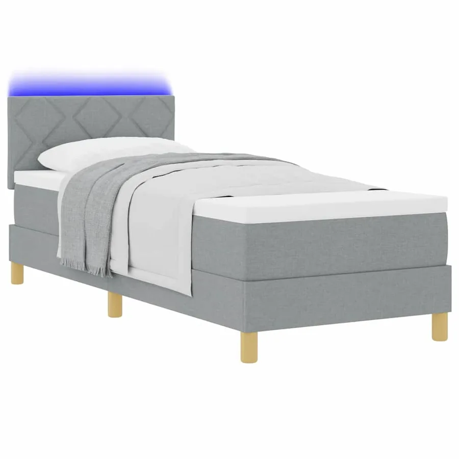 Lit à ressort LED avec bandes LED Gris clair 80 x 200 cm tissu - 3