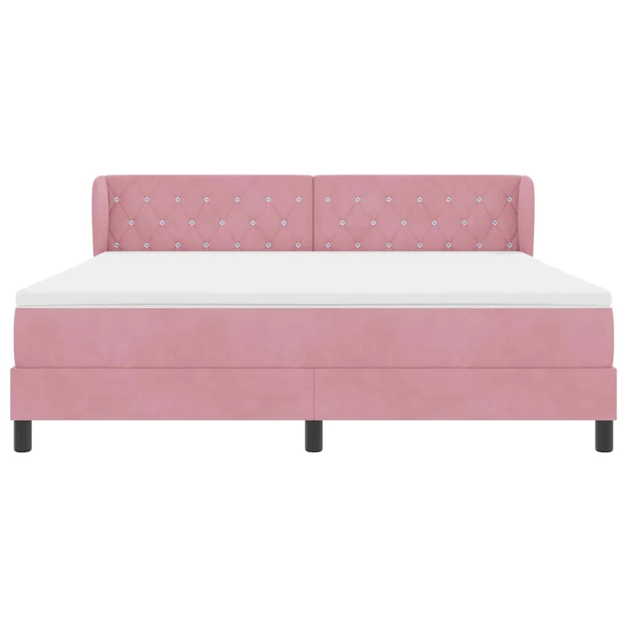 Lit à ressorts avec tête de lit Rose 180 x 200 cm Velours - 7