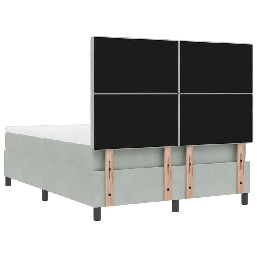 Lit à ressorts avec coussin Gris clair 200 x 140 cm Velours - 10
