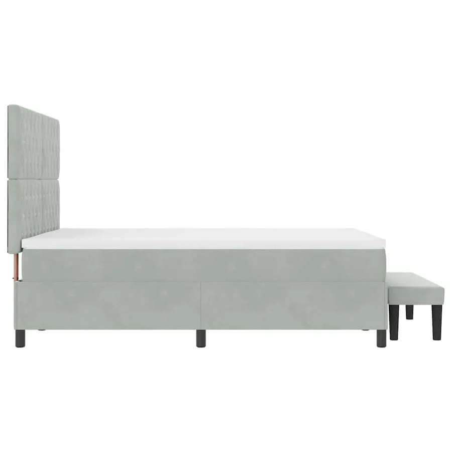 Lit à ressorts avec coussin Gris clair 200 x 140 cm Velours - 9