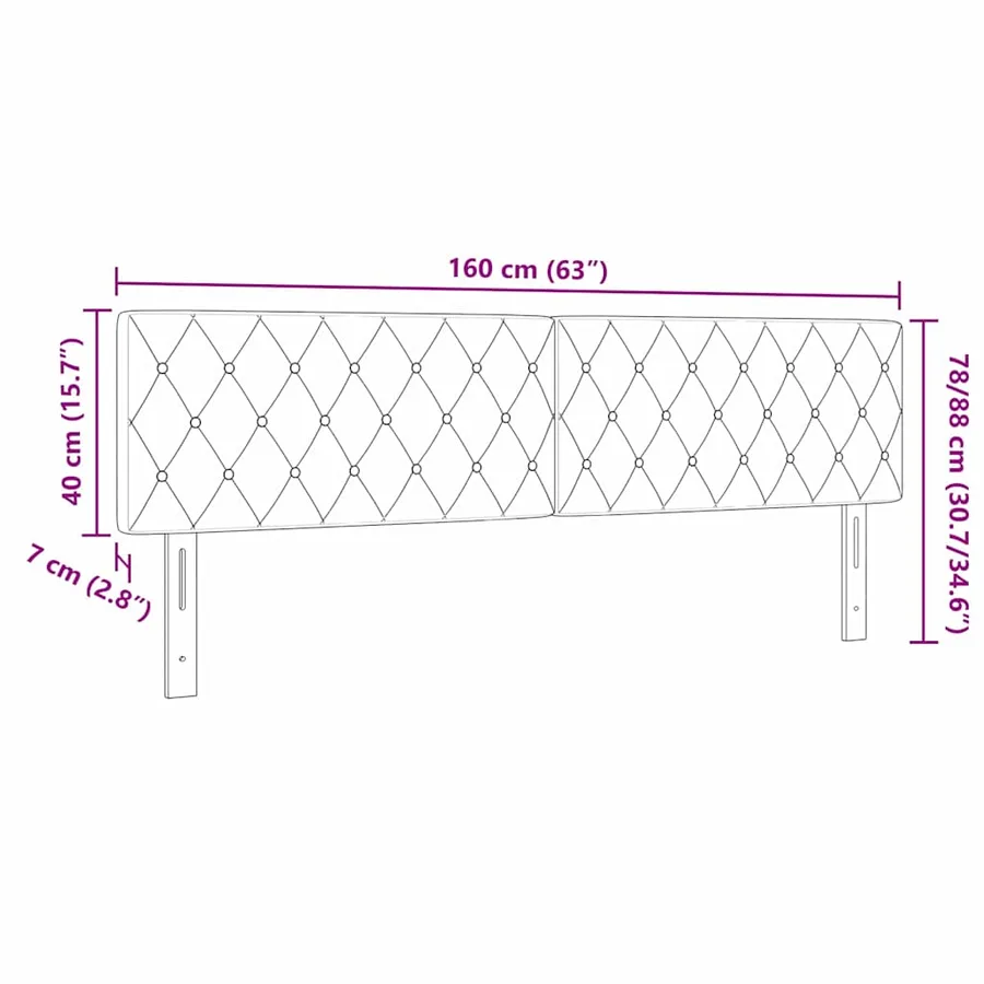 Tête de lit LED avec bandes LED Gris clair 160 cm Velours - 8