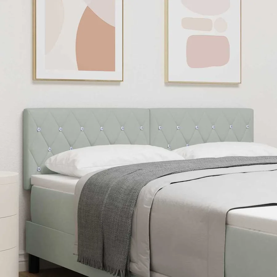 Tête de lit LED avec bandes LED Gris clair 144 cm Velours