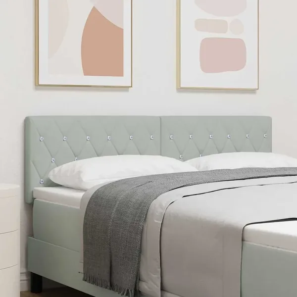 Tête de lit LED avec bandes LED Gris clair 144 cm Velours