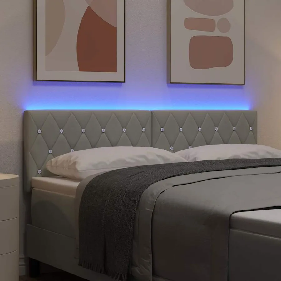 Tête de lit LED avec bandes LED Gris clair 144 cm Velours - 4