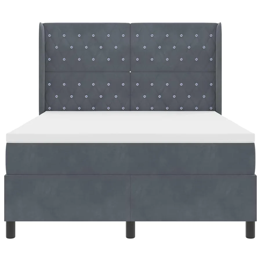 Lit à ressorts avec matelas Gris foncé 160 x 200 cm Velours - 7