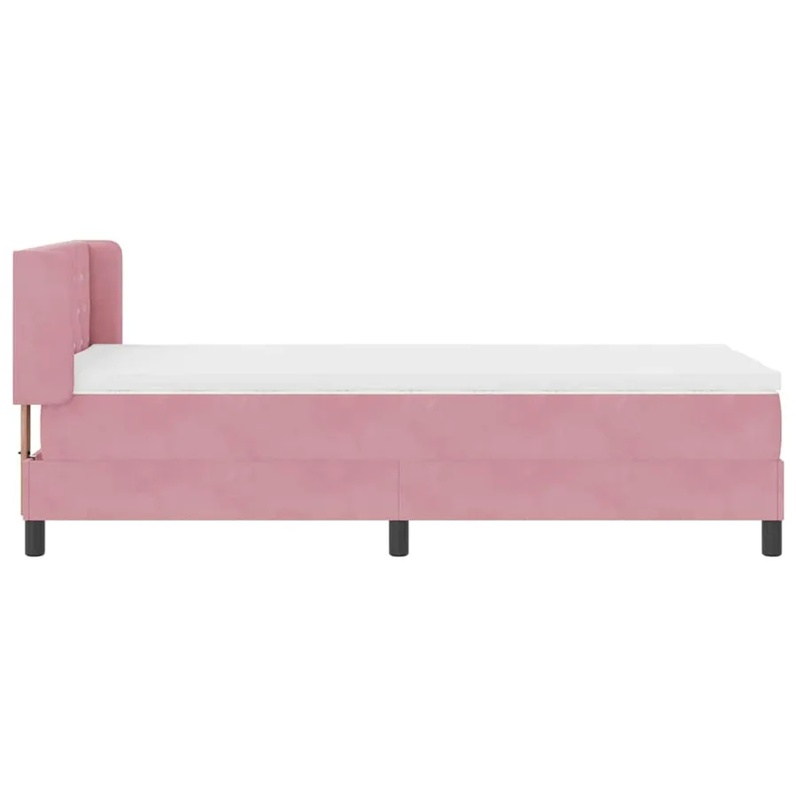 Lit à ressorts avec tête de lit Rose 190 x 90 cm Velours - 6