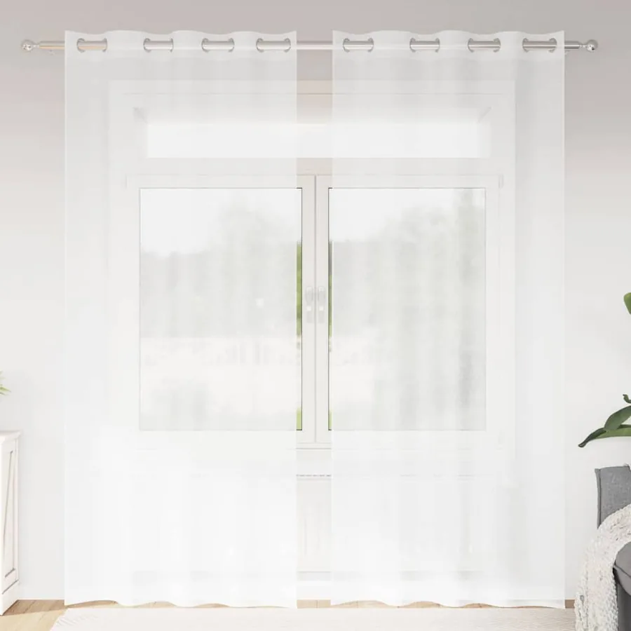 Rideau en Voile 2 pcs Blanc 260 x 140 cm Polyester
