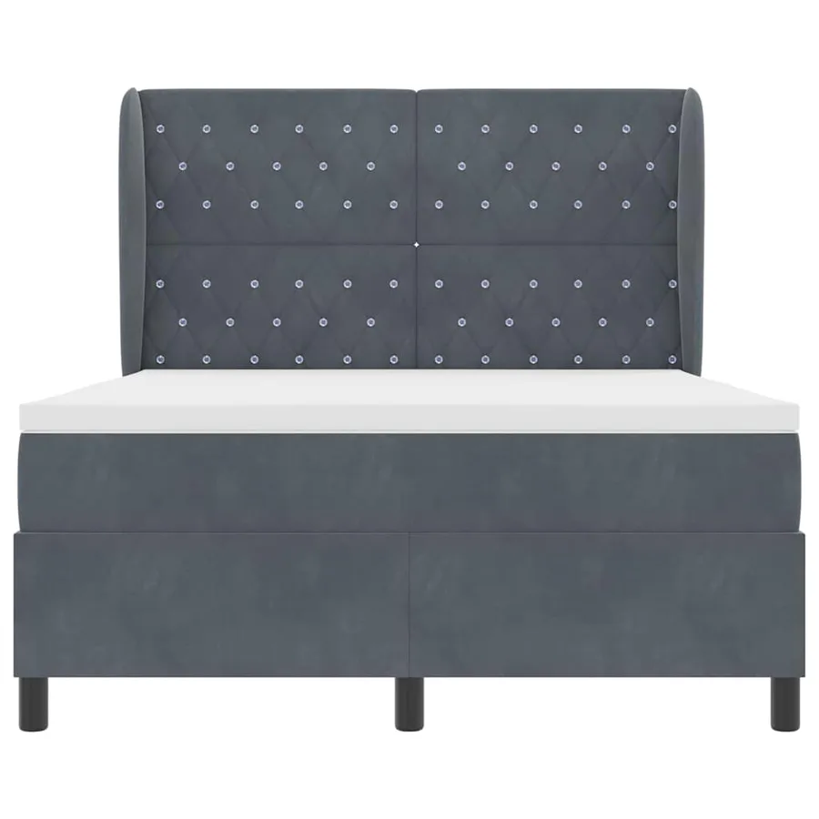 Lit à ressorts avec matelas Gris foncé 190 x 140 cm Velours - 7