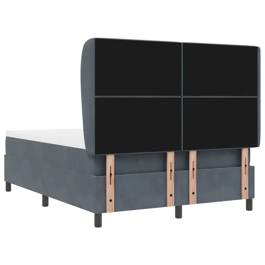 Lit à ressorts avec matelas Gris foncé 190 x 140 cm Velours - 9
