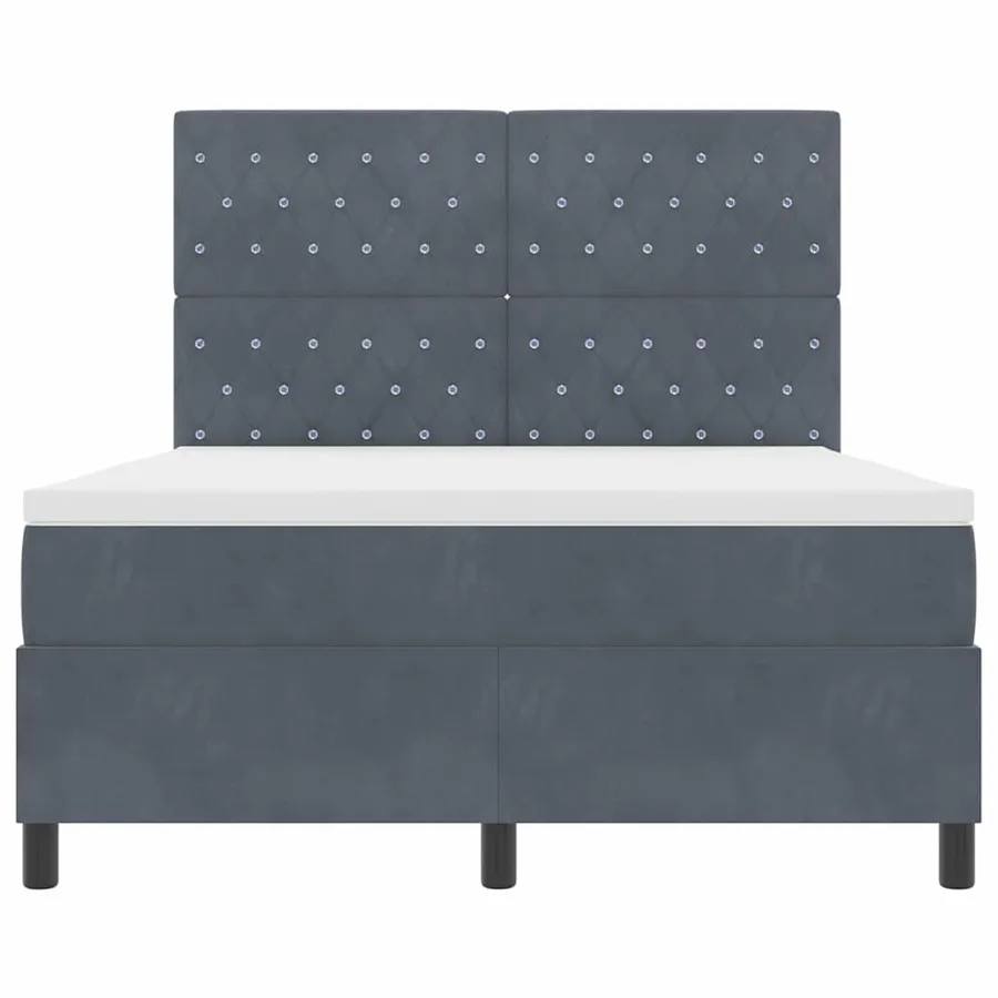 Lit à ressorts avec matelas Gris foncé 140 x 190 cm Velours - 7