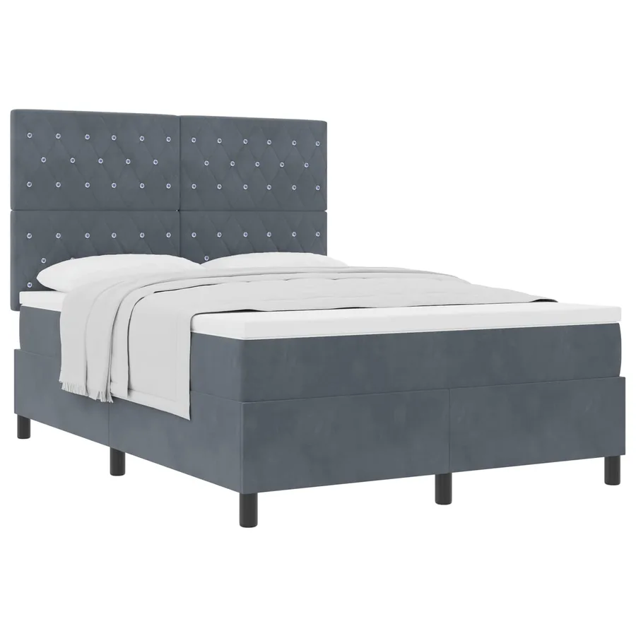 Lit à ressorts avec matelas Gris foncé 140 x 200 cm Velours - 2
