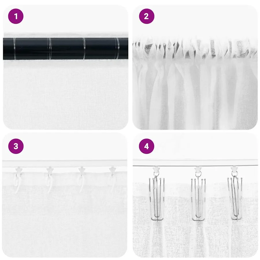 Rideau en Voile 2 pcs Blanc 225 x 140 cm Polyester - 7