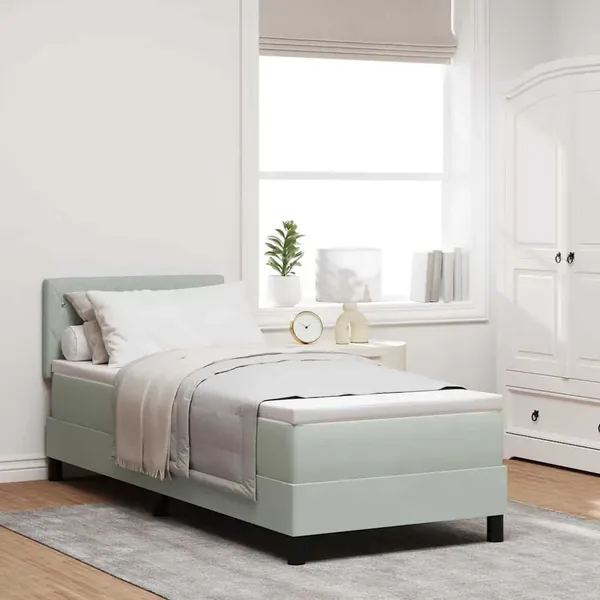 Lit à ressort LED avec matelas Gris clair 80 x 200 cm Velours