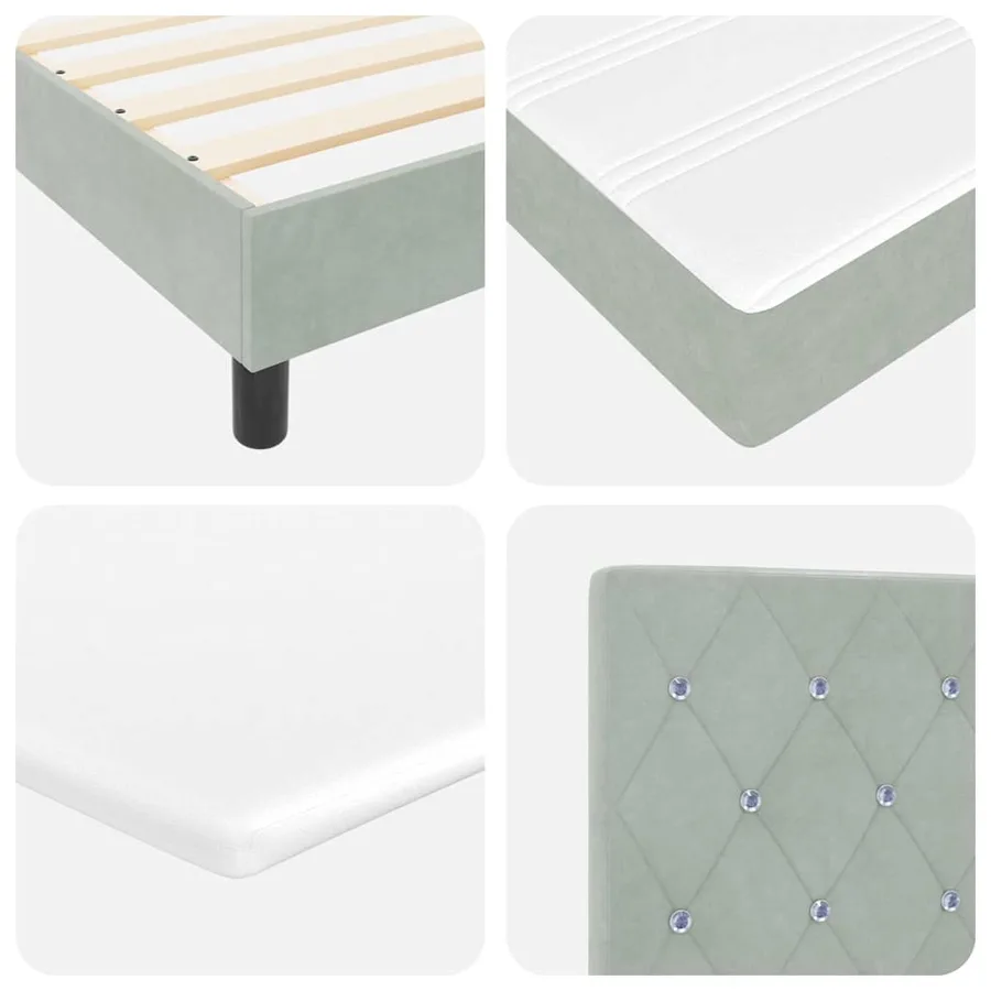 Lit à ressort LED avec matelas Gris clair 80 x 200 cm Velours - 11